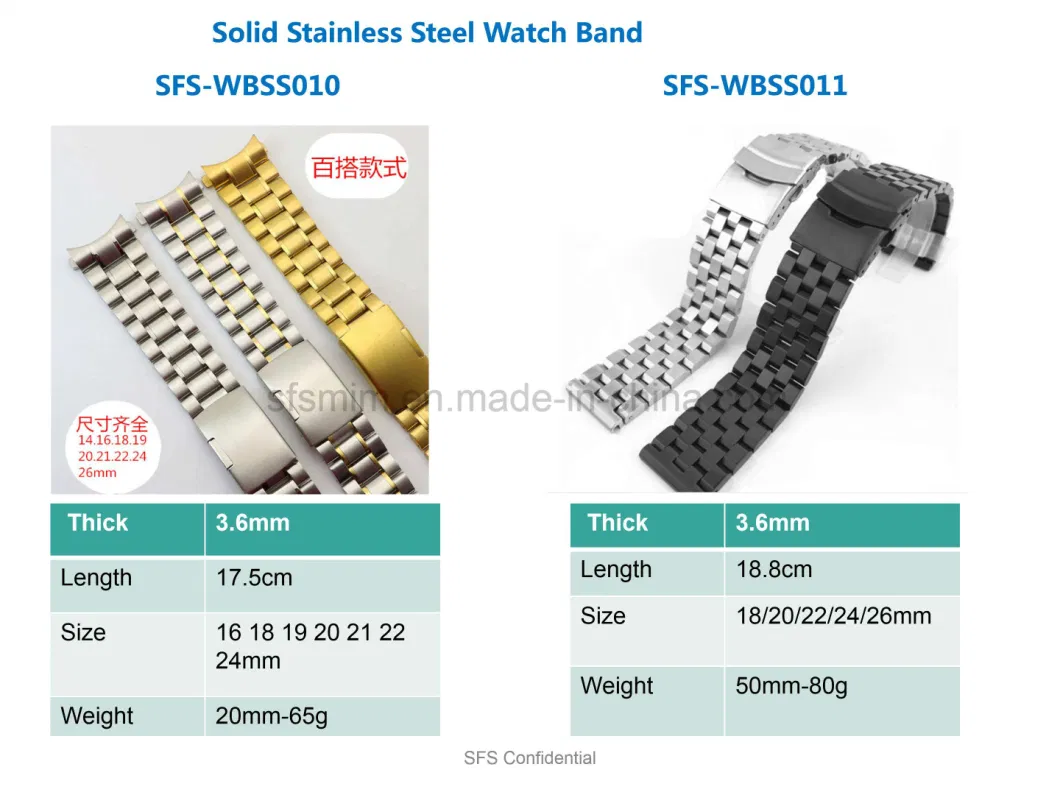 High Quality Stainless Steel Solid Watch Band Sfs-Wbss010
